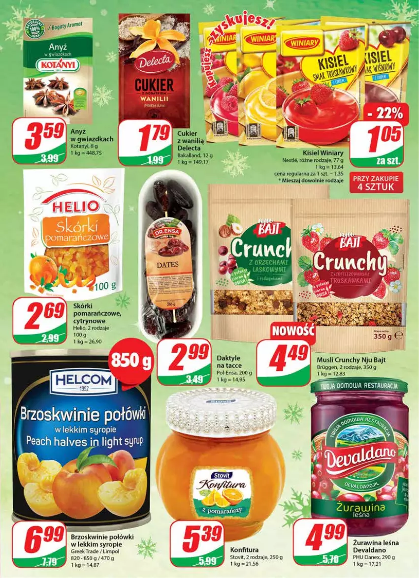 Gazetka promocyjna Dino - Gazetka - ważna 07.12 do 13.12.2022 - strona 7 - produkty: Brzoskwinie, Daktyle, Helio, Kisiel, Konfitura, Mus, Syrop, Winiary