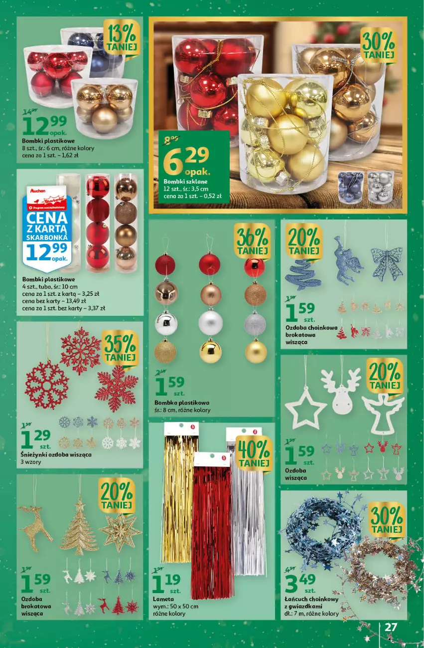 Gazetka promocyjna Auchan - Gazetka Magia Oszczędzania Auchan Hipermarket - ważna 24.11 do 30.11.2022 - strona 27 - produkty: Bombki, Fa, Lameta, Ozdoba