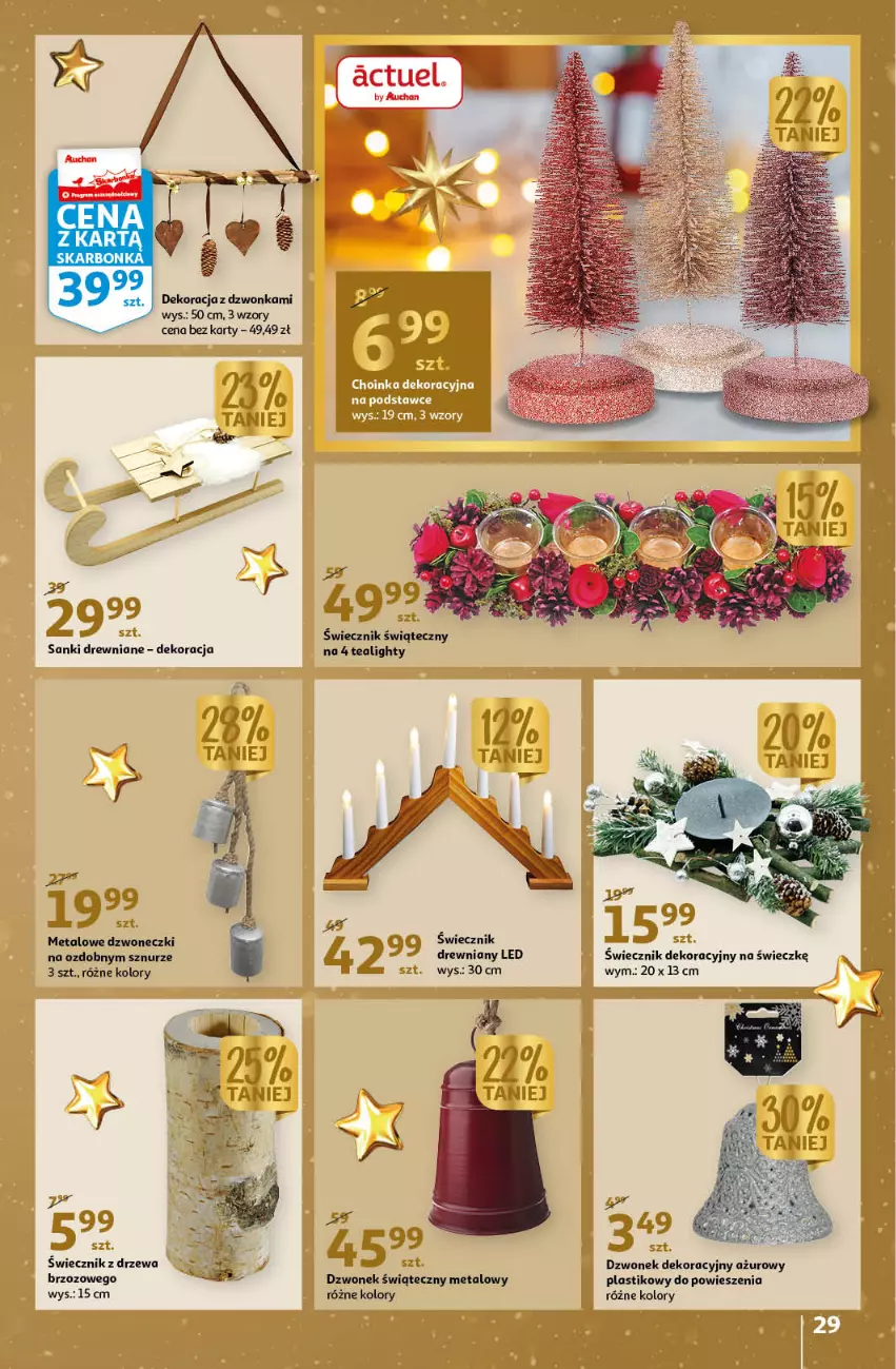 Gazetka promocyjna Auchan - Gazetka Magia Oszczędzania Auchan Hipermarket - ważna 24.11 do 30.11.2022 - strona 29 - produkty: Choinka, Dzwonek, Inka, Sanki, Sanki drewniane