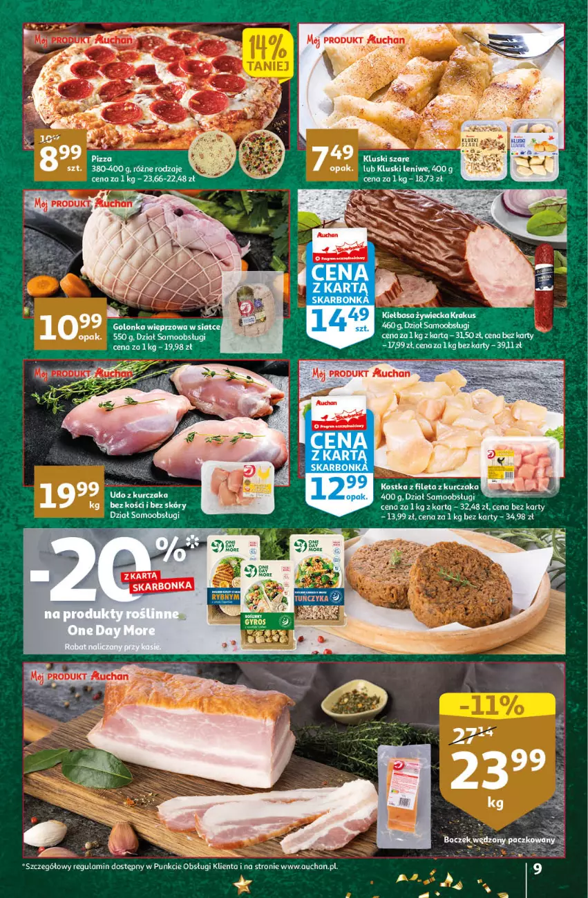 Gazetka promocyjna Auchan - Gazetka Magia Oszczędzania Auchan Hipermarket - ważna 24.11 do 30.11.2022 - strona 9 - produkty: Boczek, Kiełbasa, Krakus, Kurczak, Udo z kurczaka