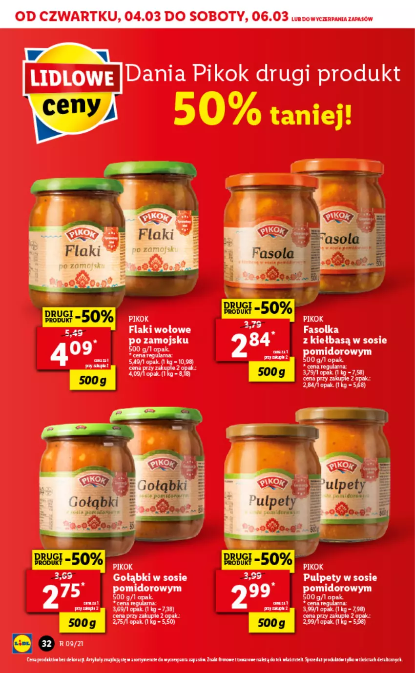 Gazetka promocyjna Lidl - GAZETKA - ważna 04.03 do 06.03.2021 - strona 32 - produkty: Fa, Flaki, Flaki wołowe, PIKOK, Pulpety, Sos