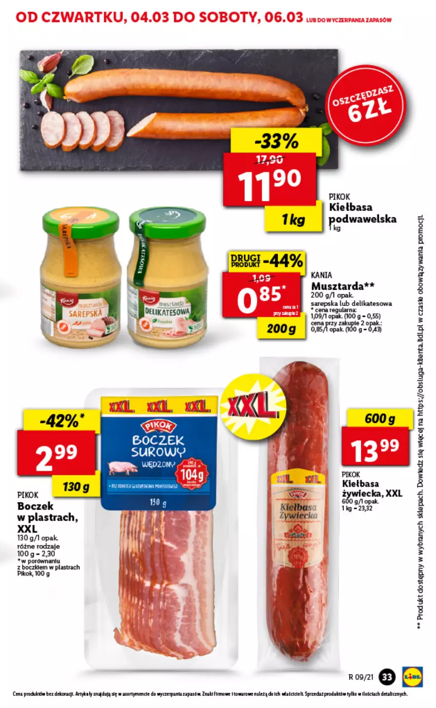 Gazetka promocyjna Lidl - GAZETKA - ważna 04.03 do 06.03.2021 - strona 33 - produkty: Boczek, Fa, Kiełbasa, Koc, Mus, Musztarda, PIKOK, Por