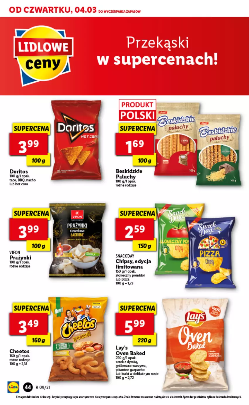 Gazetka promocyjna Lidl - GAZETKA - ważna 04.03 do 06.03.2021 - strona 44 - produkty: Cheetos, Chipsy, Grill, Pizza, Ser, Serek, Sos, Warzywa