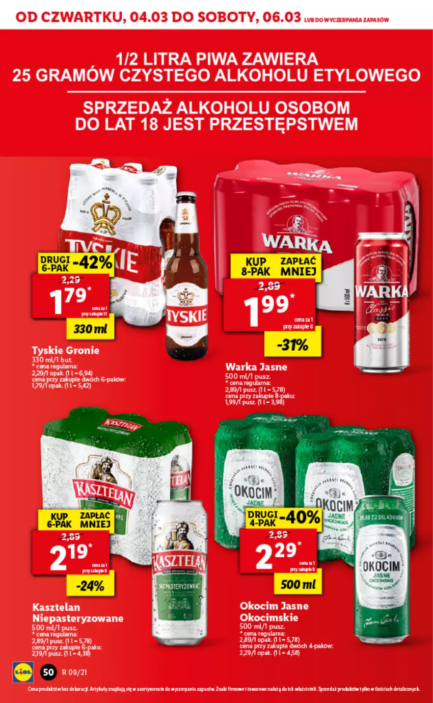 Gazetka promocyjna Lidl - GAZETKA - ważna 04.03 do 06.03.2021 - strona 50 - produkty: Fa, Gra, Kasztelan, Koc, Okocim, Piwa, Ser, Warka