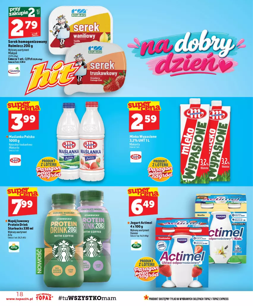 Gazetka promocyjna Topaz - Gazetka - ważna 24.09 do 30.09.2026 - strona 18 - produkty: Miecz, Napój, Ser, Serek, Serek homogenizowany, Top