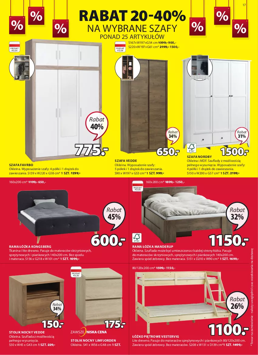 Gazetka promocyjna Jysk - Oferta tygodnia - ważna 14.07 do 27.07.2021 - strona 18 - produkty: Fa, Materac, Rama, Rama łóżka, Spód żebrowy, Stolik, Stolik nocny, Szafa, Tera