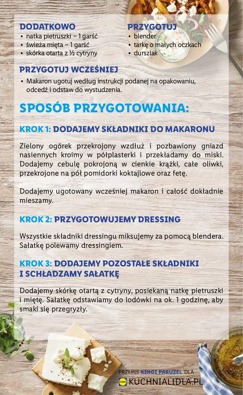 Gazetka promocyjna Lidl - KATALOG Z OFERTĄ W STYLU GRECKIM - ważna 25.10 do 29.10.2021 - strona 9 - produkty: Blender, Cytryny, Dres, Durszlak, Gry, Kuchnia, Makaron, Mięta, Natka pietruszki, Ogórek, Oliwki, Plasterki, Pomidorki, Sałat, Tarta