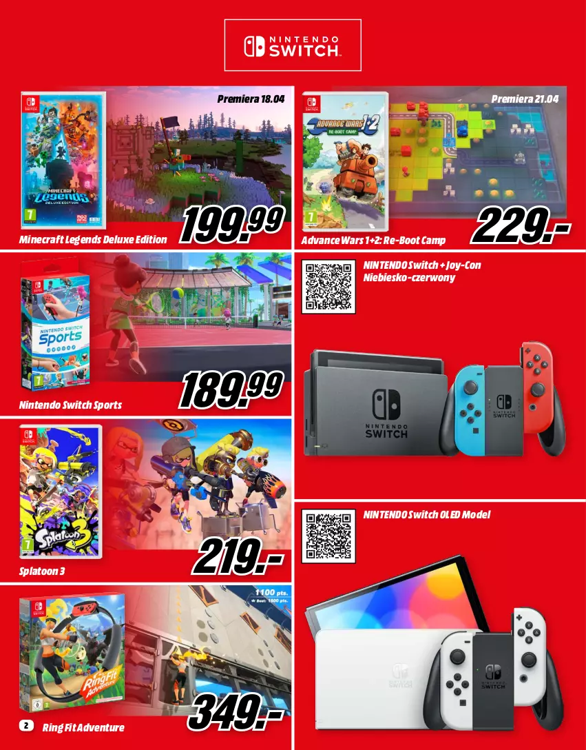 Gazetka promocyjna Media Markt - Gazetka Media Markt - ważna 01.04 do 30.04.2023 - strona 2 - produkty: Minecraft, Nintendo Switch, Por, Ring Fit Adventure, Sport