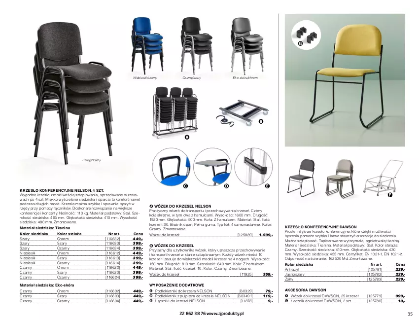 Gazetka promocyjna AJ Produkty - Biuro - ważna 01.01 do 31.03.2021 - strona 35 - produkty: Bieżnik, Krzesło, Krzesło konferencyjne, Por, Sok, Sport, Tran, Wózek