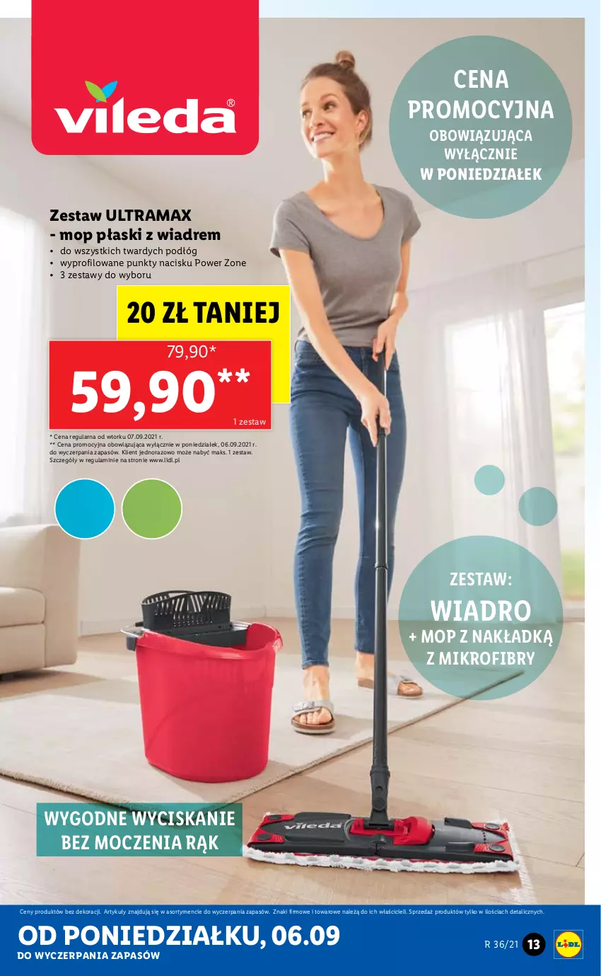 Gazetka promocyjna Lidl - GAZETKA - ważna 06.09 do 11.09.2021 - strona 13 - produkty: Mop, Rama, Wiadro