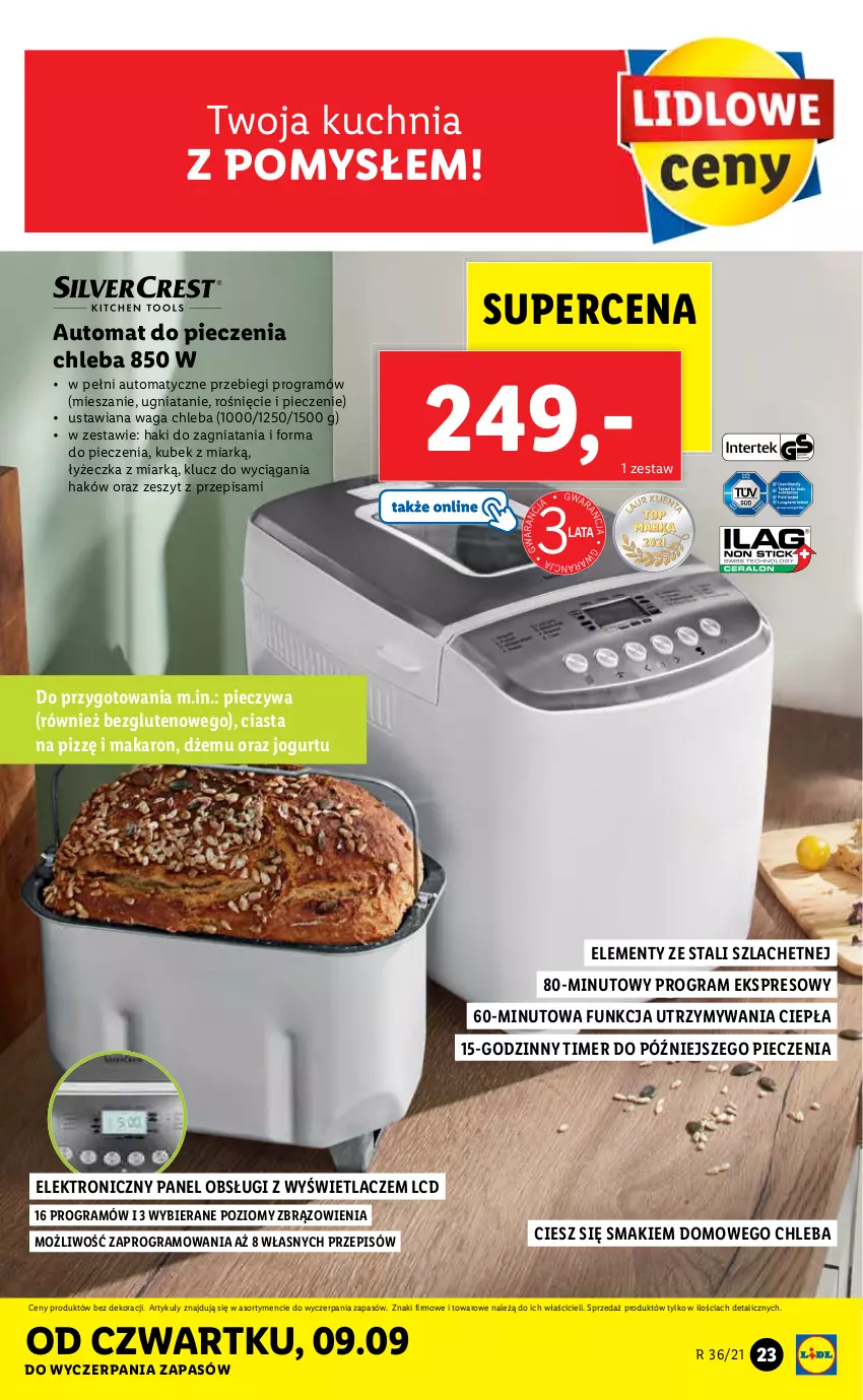 Gazetka promocyjna Lidl - GAZETKA - ważna 06.09 do 11.09.2021 - strona 23 - produkty: Automat do pieczenia chleba, Chleb, Dżem, Forma do pieczenia, Gra, Jogurt, Kubek, Kuchnia, Makaron, Piec