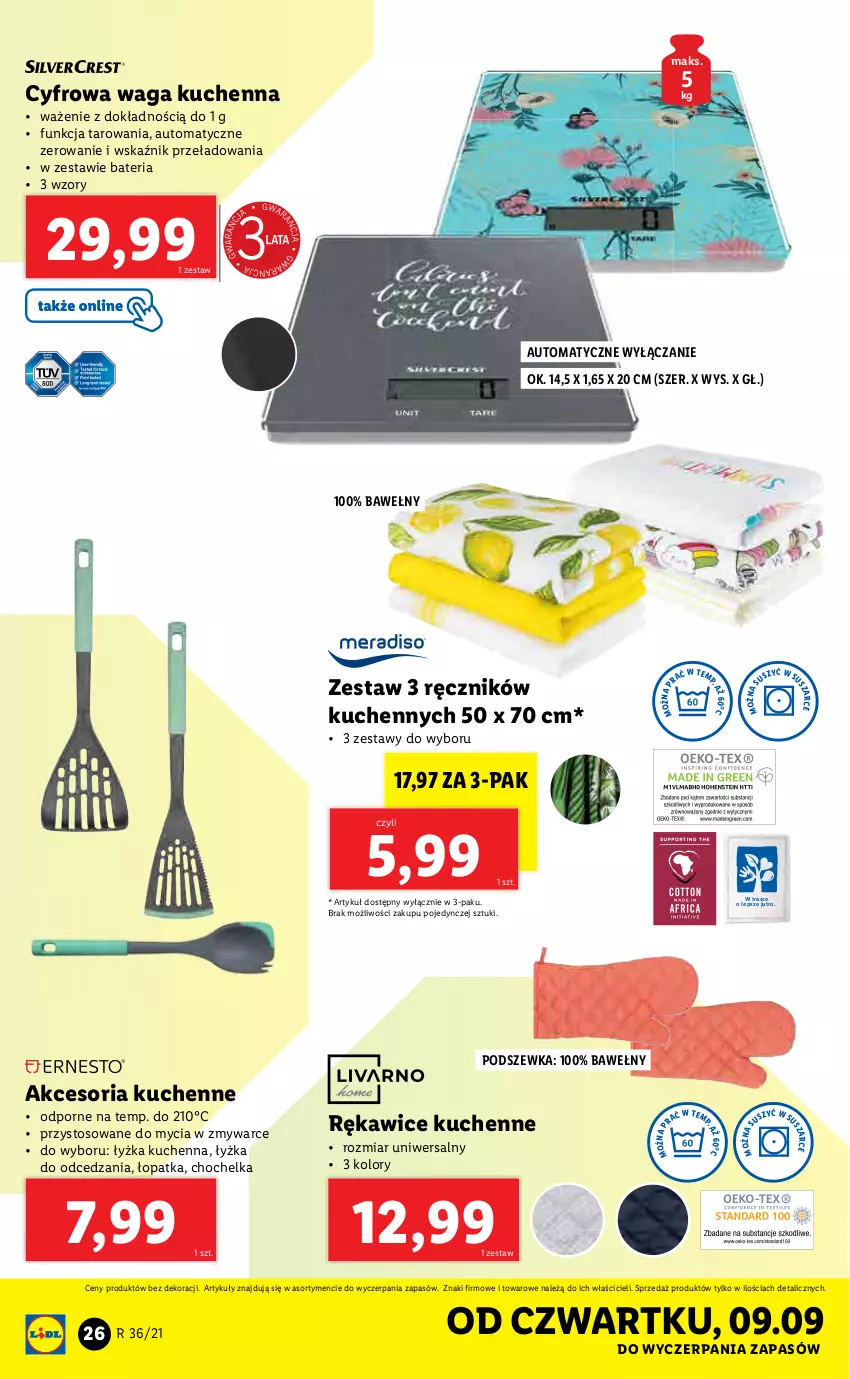 Gazetka promocyjna Lidl - GAZETKA - ważna 06.09 do 11.09.2021 - strona 26 - produkty: Bateria, Chochelka, Por, Ręcznik, Rękawice, Waga