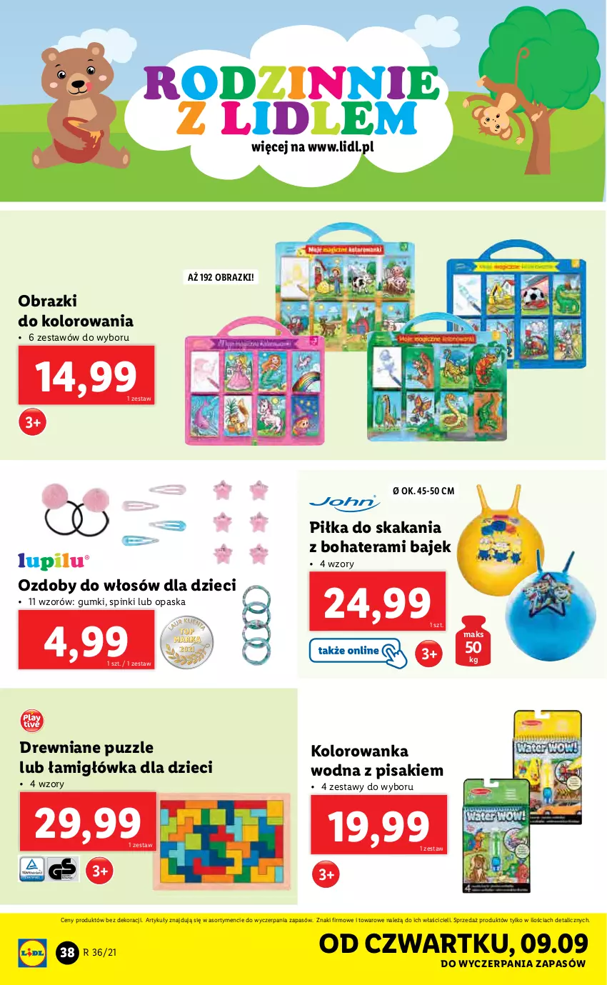 Gazetka promocyjna Lidl - GAZETKA - ważna 06.09 do 11.09.2021 - strona 38 - produkty: Dzieci, Kolorowanka, Obraz, Opaska, Puzzle, Tera