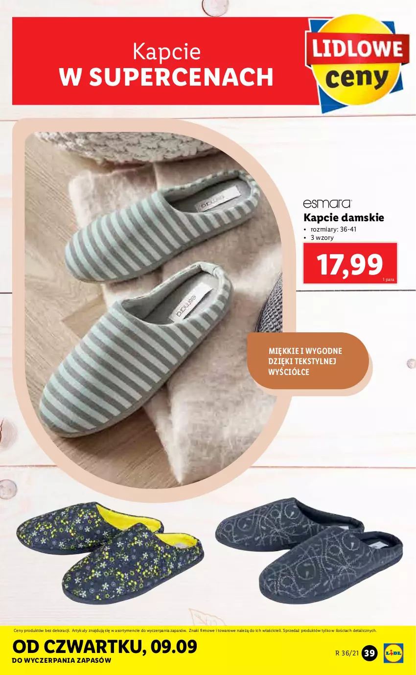 Gazetka promocyjna Lidl - GAZETKA - ważna 06.09 do 11.09.2021 - strona 39 - produkty: Kapcie