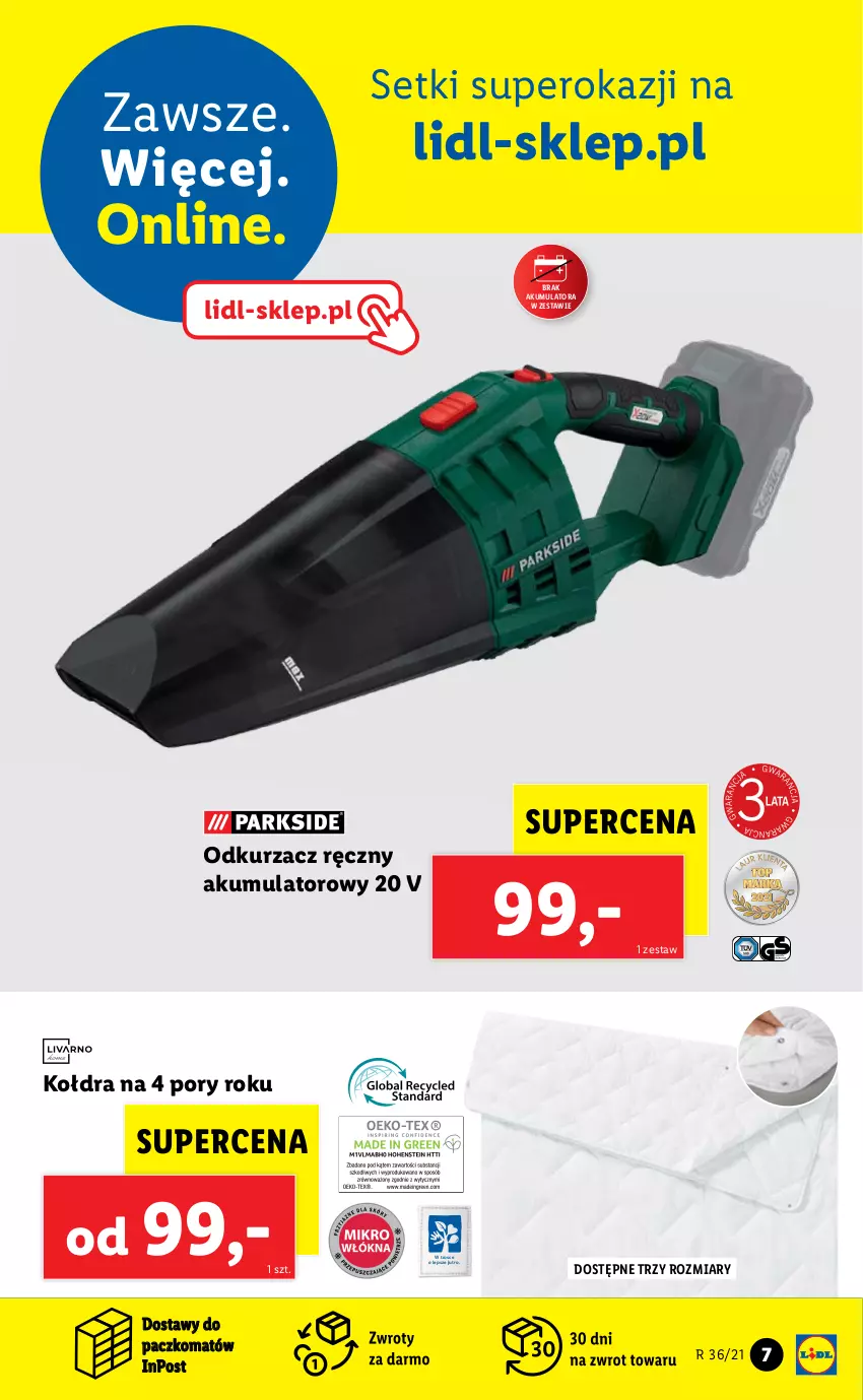 Gazetka promocyjna Lidl - GAZETKA - ważna 06.09 do 11.09.2021 - strona 7 - produkty: Akumulator, Kołdra, Odkurzacz, Por