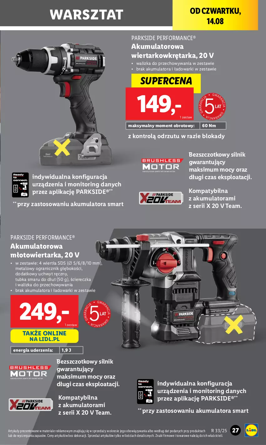 Gazetka promocyjna Lidl - GAZETKA - ważna 11.08 do 16.08.2025 - strona 31 - produkty: Akumulator, Akumulatorowa wiertarkowkrętark, Gra, Młot, Młotowiertarka, Monitor, Parkside, Ser, Tarka, Walizka, Wiertarka, Wiertarkowkrętarka, Wkręt, Wkrętarka