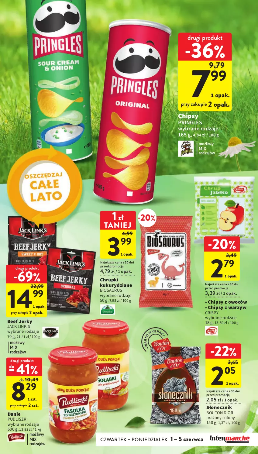 Gazetka promocyjna Intermarche - Gazetka Intermarche - ważna 01.06 do 05.06.2023 - strona 17 - produkty: Chipsy, Chrupki, Jerky, Pringles, Pudliszki