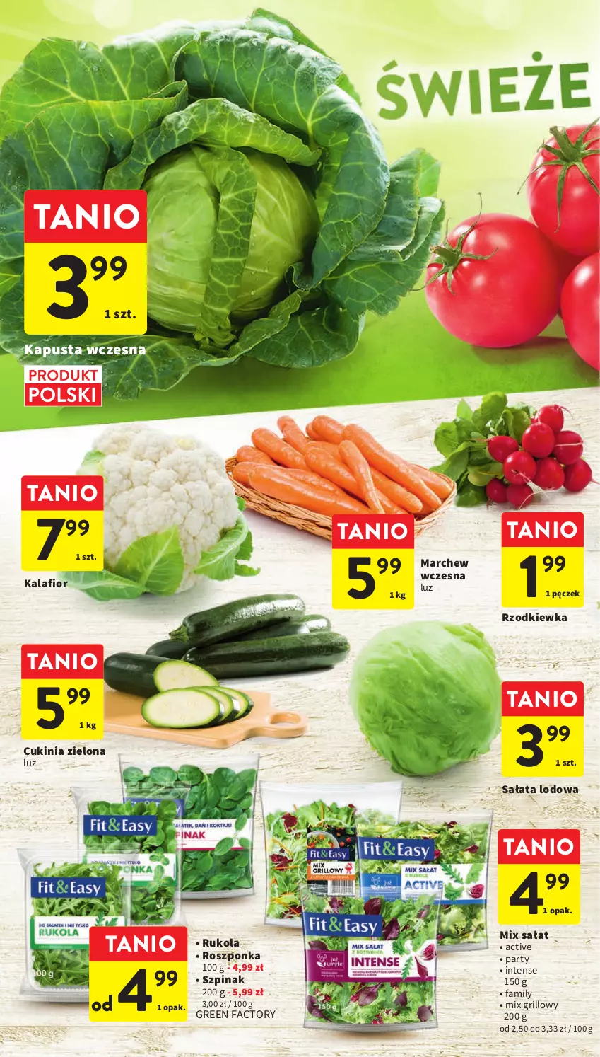 Gazetka promocyjna Intermarche - Gazetka Intermarche - ważna 01.06 do 05.06.2023 - strona 20 - produkty: Fa, Grill, Kalafior, Roszponka, Rukola, Rzodkiewka, Sałat, Sałata lodowa, Szpinak