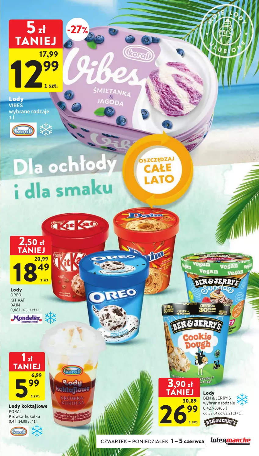 Gazetka promocyjna Intermarche - Gazetka Intermarche - ważna 01.06 do 05.06.2023 - strona 33 - produkty: Kit Kat, Lody, Oreo