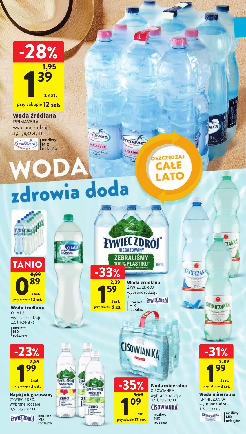 Gazetka promocyjna Intermarche - Gazetka Intermarche - ważna 01.06 do 05.06.2023 - strona 40 - produkty: Cisowianka, LANA, Napój, Napój niegazowany, Prima, Primavera, Woda, Woda mineralna