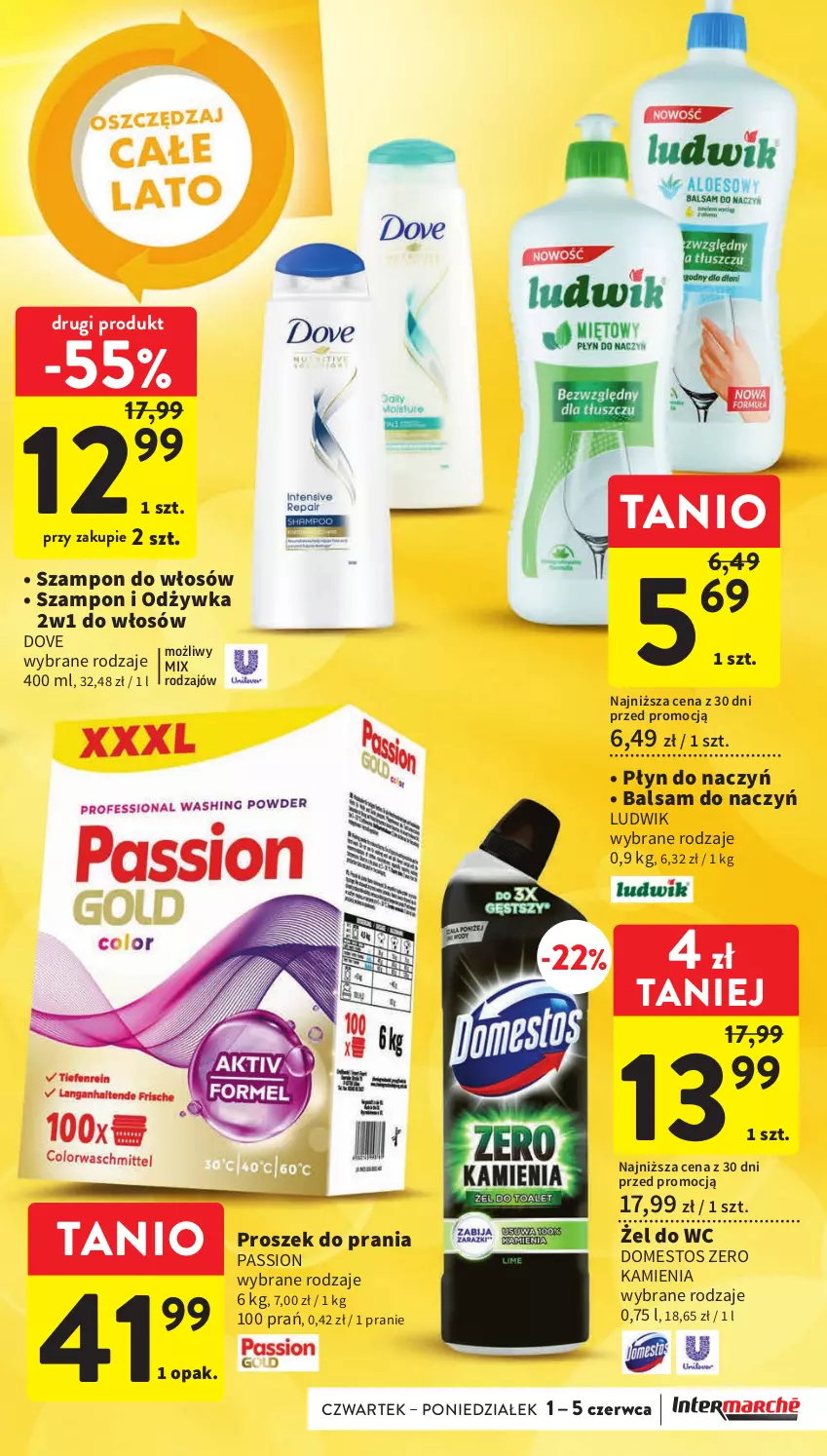 Gazetka promocyjna Intermarche - Gazetka Intermarche - ważna 01.06 do 05.06.2023 - strona 9 - produkty: Domestos, Dove, Ludwik, Odżywka, Proszek do prania, Szampon