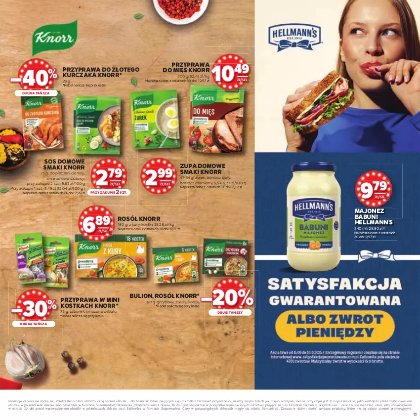 Gazetka promocyjna Stokrotka - Katalog Urodziny! - ważna 11.09 do 24.09.2025 - strona 13 - produkty: Babuni, Bulion, Cebula, Czosnek, Hellmann’s, Knorr, Kurczak, Lion, Majonez, Mięso, Owoce, Piec, Rosół, Sos, Warzywa, Zupa