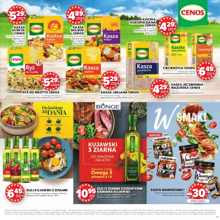 Gazetka promocyjna Stokrotka - Katalog Urodziny! - ważna 11.09 do 24.09.2025 - strona 17 - produkty: Bulgur, Cenos, Kasza, Kasza jaglana, Kasza jęczmienna, Kujawski, Kuskus, LANA, LG, Mięso, Olej, Owoce, Ryż, Ryż do risotto, Warzywa