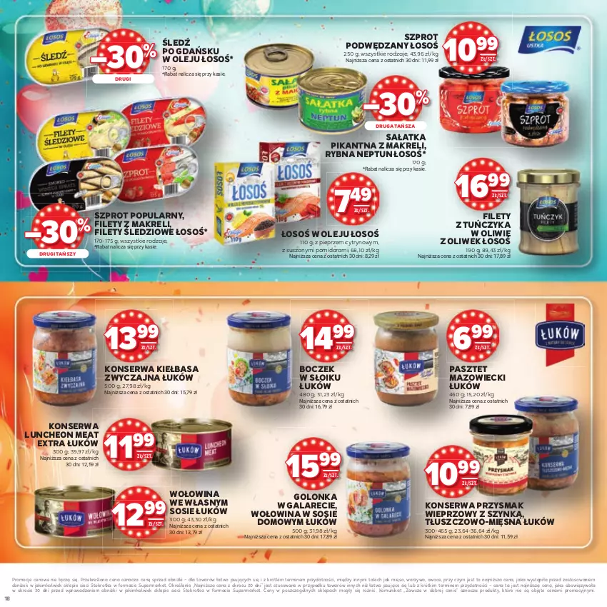 Gazetka promocyjna Stokrotka - Katalog Urodziny! - ważna 11.09 do 24.09.2025 - strona 18 - produkty: Boczek, Gala, Kiełbasa, Mięso, Olej, Owoce, Pasztet, Pieprz, Sałat, Sałatka, Ser, Sos, Szprot, Tuńczyk, Warzywa, Wołowina