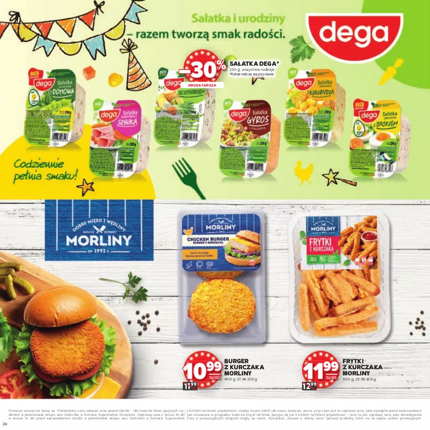 Gazetka promocyjna Stokrotka - Katalog Urodziny! - ważna 11.09 do 24.09.2025 - strona 24 - produkty: Burger, Dega, Frytki, Kurczak, Mięso, Morliny, Owoce, Sałat, Sałatka, Warzywa
