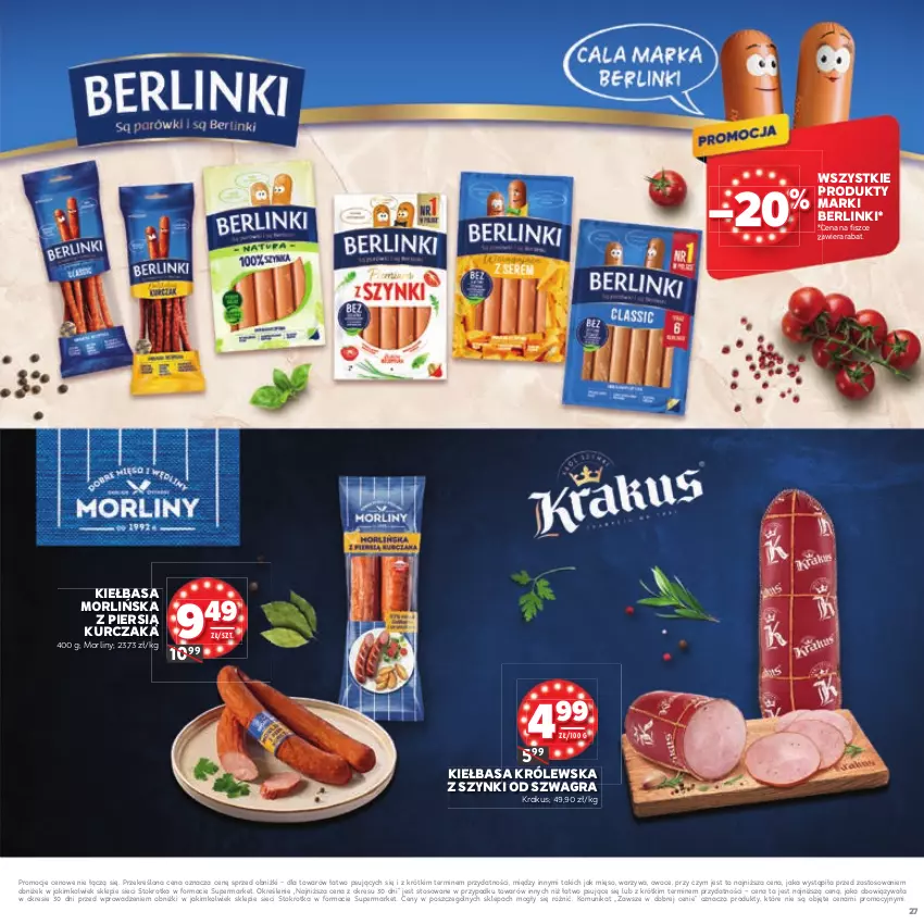Gazetka promocyjna Stokrotka - Katalog Urodziny! - ważna 11.09 do 24.09.2025 - strona 27 - produkty: Berlinki, Gra, Kiełbasa, Krakus, Kurczak, Mięso, Morliny, Owoce, Warzywa