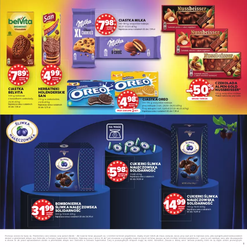 Gazetka promocyjna Stokrotka - Katalog Urodziny! - ważna 11.09 do 24.09.2025 - strona 3 - produkty: BelVita, Ciastka, Cukier, Cukierki, Czekolada, Herbatniki, Kakao, Kawa, Mięso, Milka, Oreo, Owoce, Ser, Warzywa