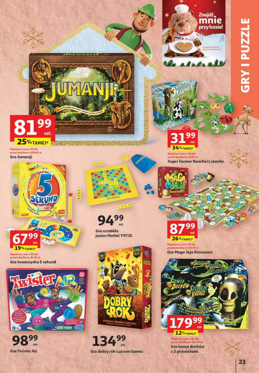 Gazetka promocyjna Auchan - Gazetka Magia Zabawek Hipermarket Auchan - ważna 09.11 do 29.11.2023 - strona 23 - produkty: 5 Sekund, Fa, Gra, Mattel, Pistolet, Rum, Scrabble