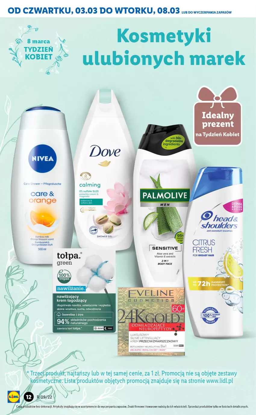 Gazetka promocyjna Lidl - GAZETKA - ważna 03.03 do 05.03.2022 - strona 12 - produkty: Aloe vera, Body, Dove, Fa, Gin, Krem przeciwzmarszczkowy, Mars, Palmolive, Pur, Ser, Tołpa, Wełna