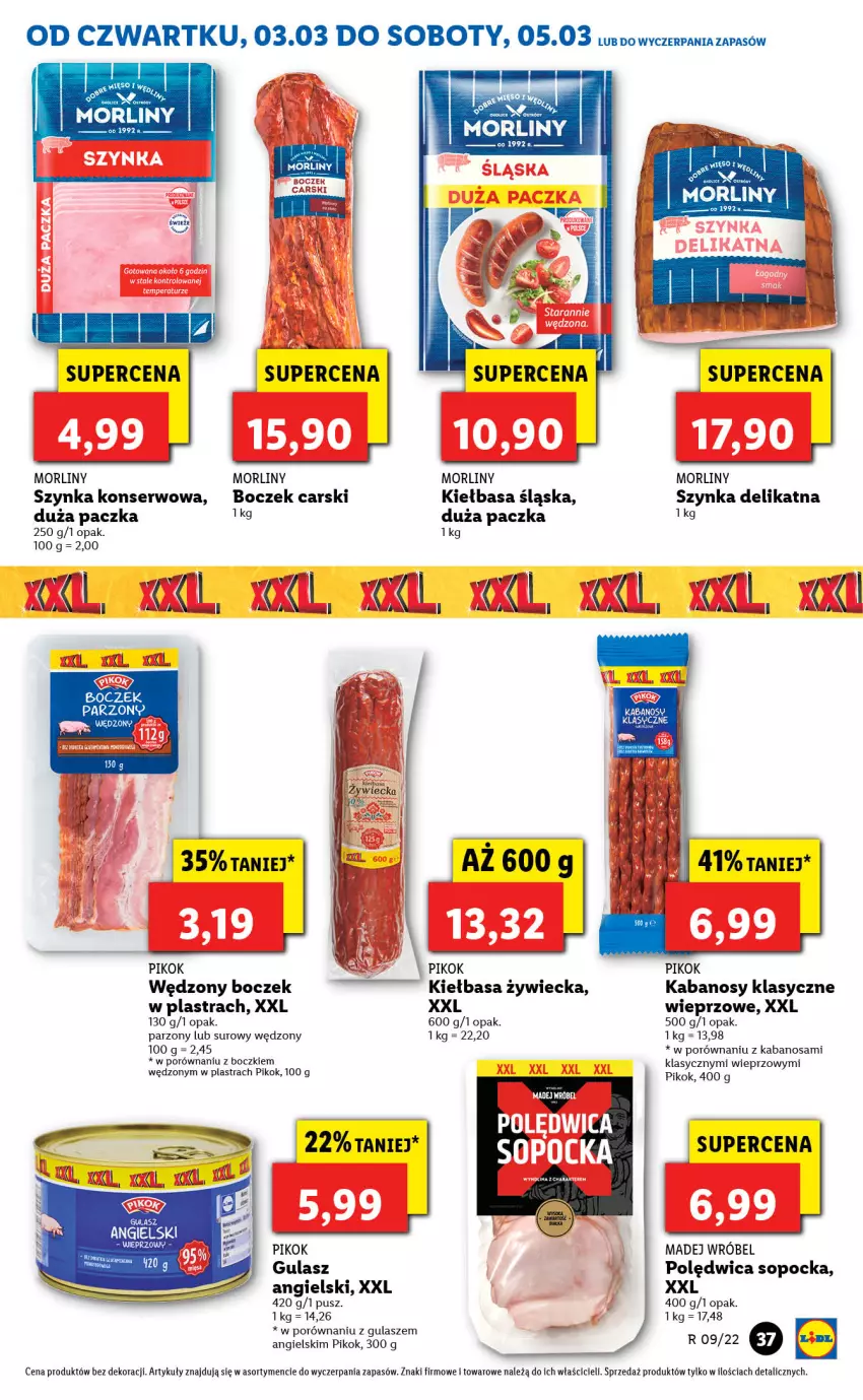 Gazetka promocyjna Lidl - GAZETKA - ważna 03.03 do 05.03.2022 - strona 37 - produkty: Boczek, Cars, Kabanos, Kiełbasa, Kiełbasa śląska, Madej Wróbel, Morliny, PIKOK, Polędwica, Por, Ser, Szynka, Szynka konserwowa