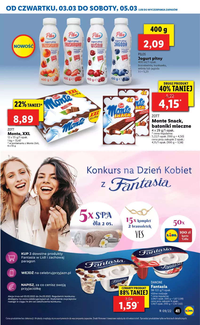 Gazetka promocyjna Lidl - GAZETKA - ważna 03.03 do 05.03.2022 - strona 41 - produkty: Baton, Danone, Fa, Fanta, Monte, Por, Tonik, Zott