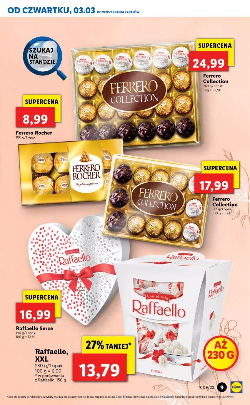 Gazetka promocyjna Lidl - GAZETKA - ważna 03.03 do 05.03.2022 - strona 9 - produkty: Fa, Ferrero, Ferrero Rocher, Por, Raffaello, Ser