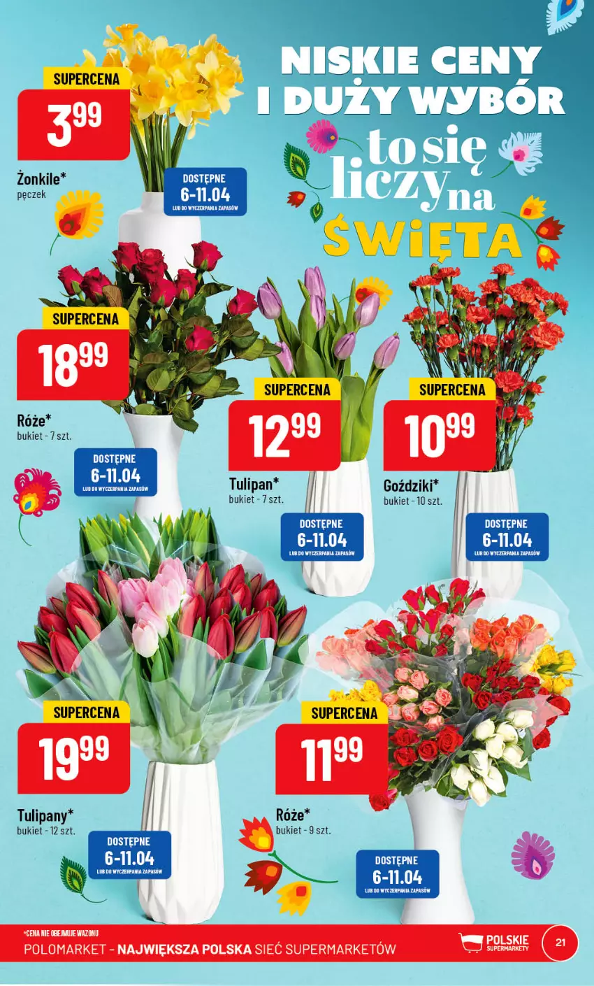 Gazetka promocyjna PoloMarket - Gazetka pomocyjna - ważna 05.04 do 11.04.2023 - strona 21 - produkty: Bukiet, Tulipan