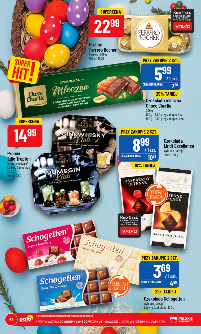 Gazetka promocyjna PoloMarket - Gazetka pomocyjna - ważna 05.04 do 11.04.2023 - strona 42 - produkty: Czekolada, Czekolada mleczna, Ferrero, Lindt, Olej