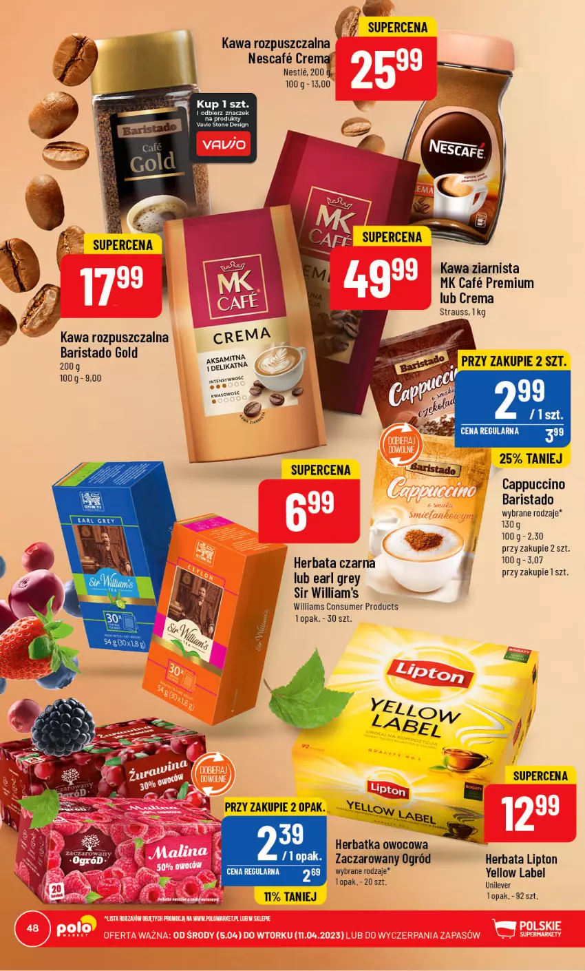 Gazetka promocyjna PoloMarket - Gazetka pomocyjna - ważna 05.04 do 11.04.2023 - strona 48 - produkty: Cappuccino, Earl Grey, Herbata, Herbata czarna, Iams, Kawa, Kawa rozpuszczalna, Kawa ziarnista, Lipton, Ogród