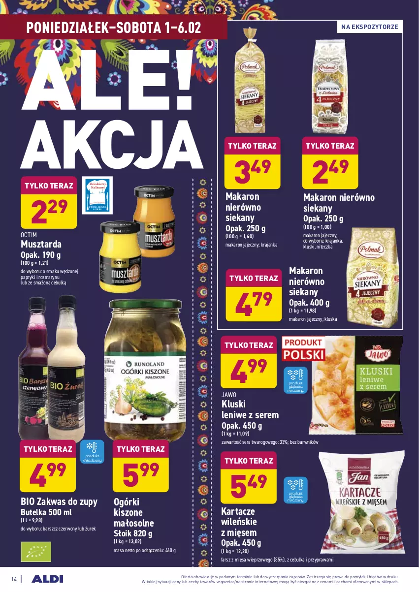 Gazetka promocyjna Aldi - ALE! CENA w ALDI - ważna 01.02 do 06.02.2021 - strona 14 - produkty: Fa, Makaron, Mus, Musztarda, Ser, Tera