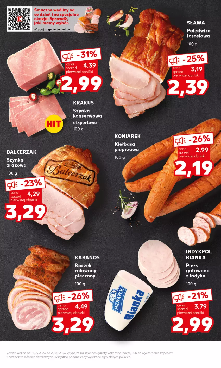 Gazetka promocyjna Kaufland - Mocny Start - ważna 18.09 do 20.09.2023 - strona 11 - produkty: Bianka, Kabanos, Kiełbasa, Krakus, Piec, Polędwica, Por, Ser, Sos, Sport, Szynka