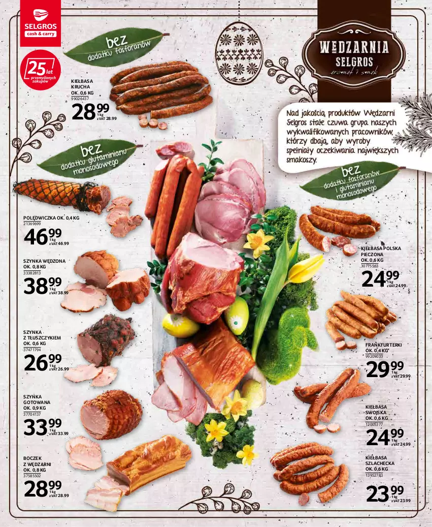 Gazetka promocyjna Selgros - Oferta spożywcza - ważna 07.04 do 16.04.2022 - strona 10 - produkty: Boczek, Frankfurterki, Kiełbasa, Kiełbasa krucha, Piec, Szynka