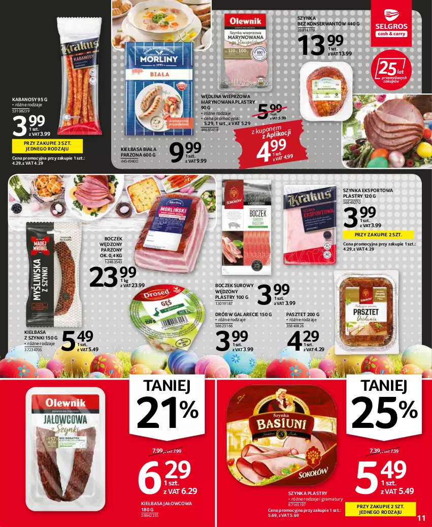 Gazetka promocyjna Selgros - Oferta spożywcza - ważna 07.04 do 16.04.2022 - strona 11 - produkty: Boczek, Drób, Gala, Gra, Kabanos, Kiełbasa, Kiełbasa biała, Pasztet, Por, Rama, Ser, Sport, Szynka, Wędlina