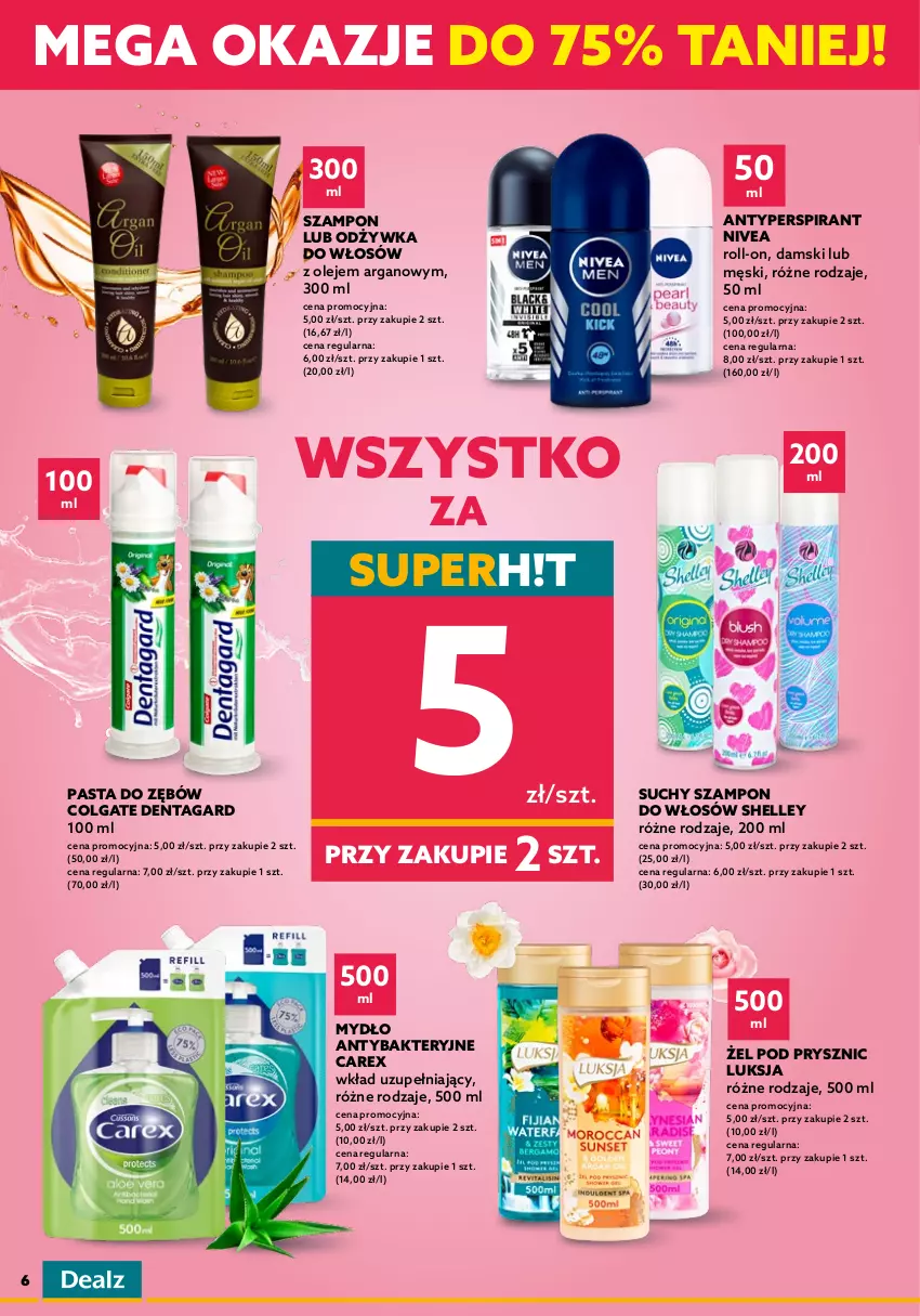 Gazetka promocyjna Dealz - NOWA GAZETKAWielkie Marki Mini Ceny - ważna 09.03 do 22.03.2022 - strona 6 - produkty: Antyperspirant, Carefree, Chusteczki, Colgate, LG, Luksja, Makijaż, Mydło, Nivea, Odżywka, Olej, Palmolive, Pasta do zębów, Pax, Płyn micelarny, Pur, Suchy szampon, Szampon, Tampax, Tampony, Tusz, Wkładki