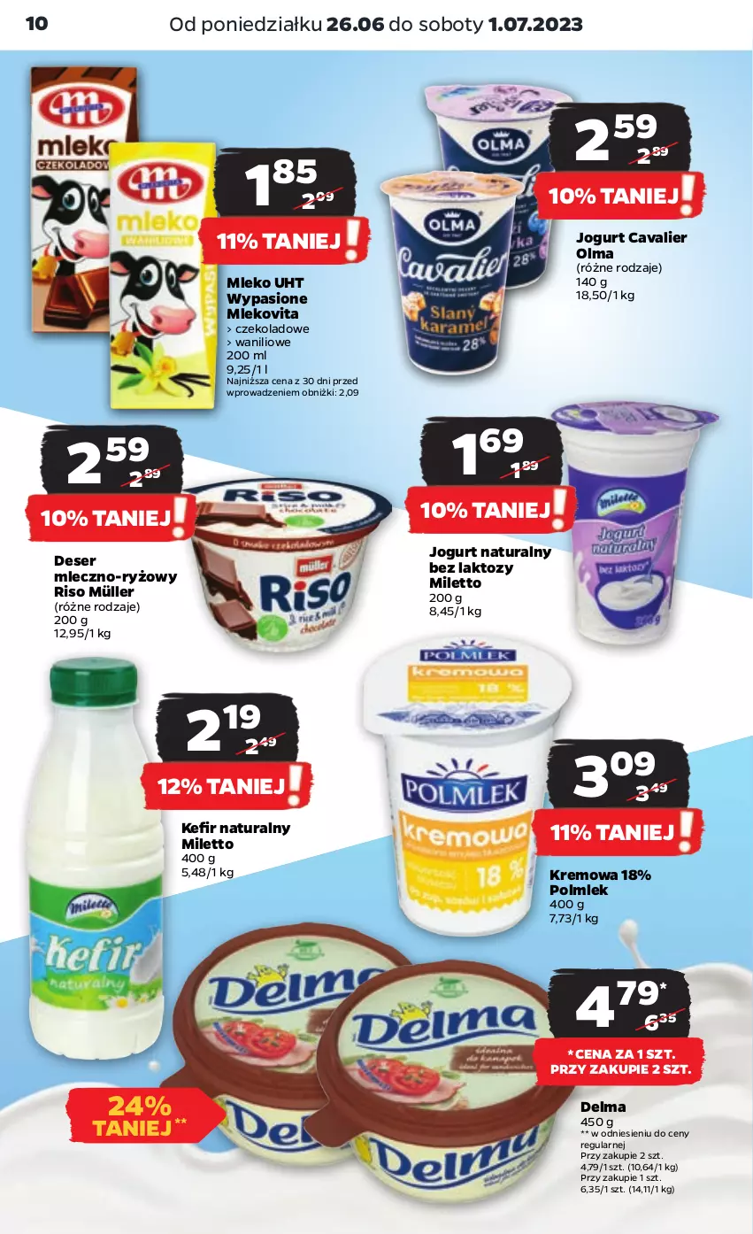 Gazetka promocyjna Netto - Artykuły spożywcze - ważna 26.06 do 01.07.2023 - strona 10 - produkty: Delma, Deser, Jogurt, Jogurt naturalny, Kefir, Kefir naturalny, Mleko, Mlekovita, Müller, Olma, POLMLEK, Ryż, Ser