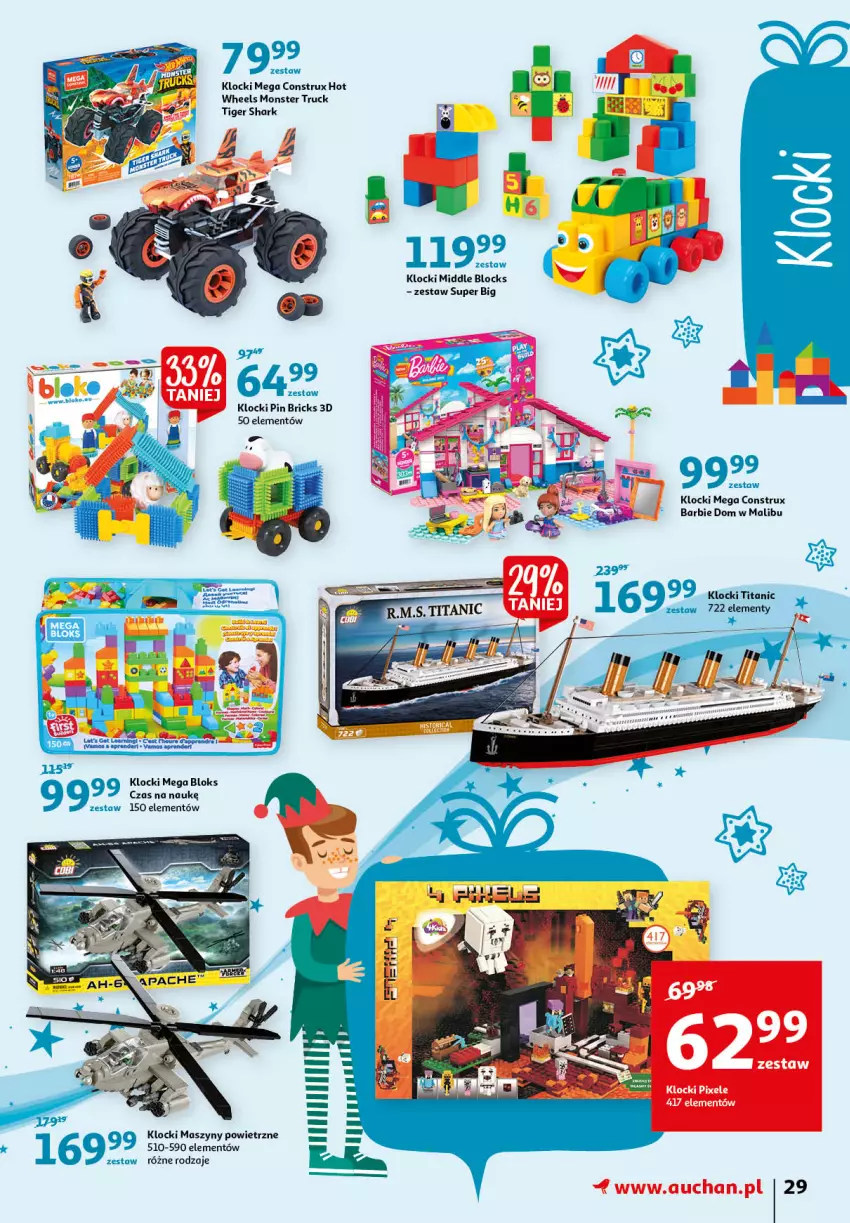 Gazetka promocyjna Auchan - Magia zabawek - ważna 12.11 do 24.11.2021 - strona 29 - produkty: Barbie, Hot Wheels, Klocki, Malibu, Mega Bloks, Monster truck, Szyny, Tiger