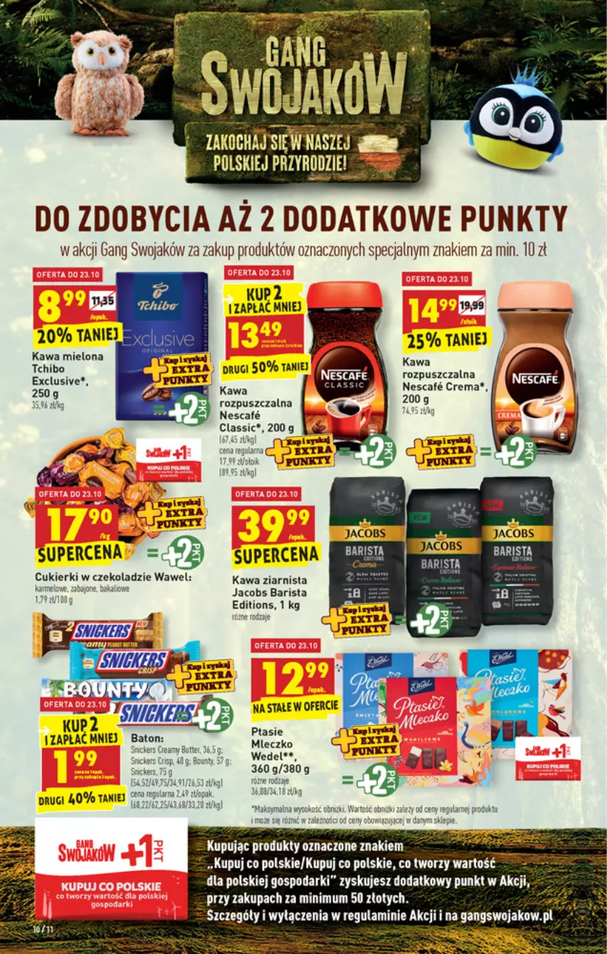 Gazetka promocyjna Biedronka - ważna 21.10 do 27.10.2021 - strona 10 - produkty: Baton, Cukier, Cukierki, Jacobs, Kawa, Kawa mielona, Kawa ziarnista, Mleczko, Sok, Tchibo, Wawel