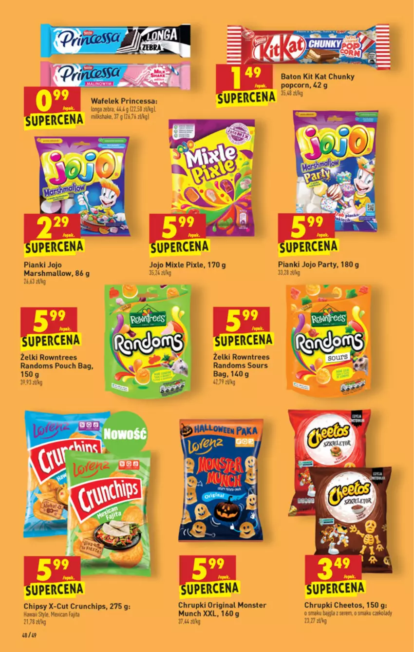 Gazetka promocyjna Biedronka - ważna 21.10 do 27.10.2021 - strona 48 - produkty: Baton, Cheetos, Chipsy, Chrupki, Crunchips, Fa, Gin, Kit Kat, Mars, Popcorn, Princessa, Ser, Wafelek