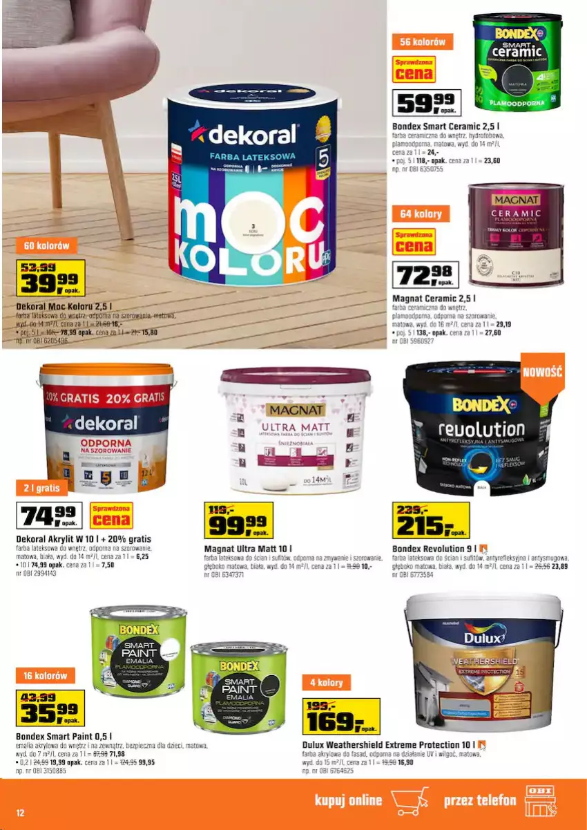 Gazetka promocyjna Obi - Gazetka OBI - ważna 18.08 do 31.08.2021 - strona 12 - produkty: Dekoral, Dulux, Dzieci, Fa, Farba lateksowa, Gra, LG, Magnat Ceramic, Piec, Por