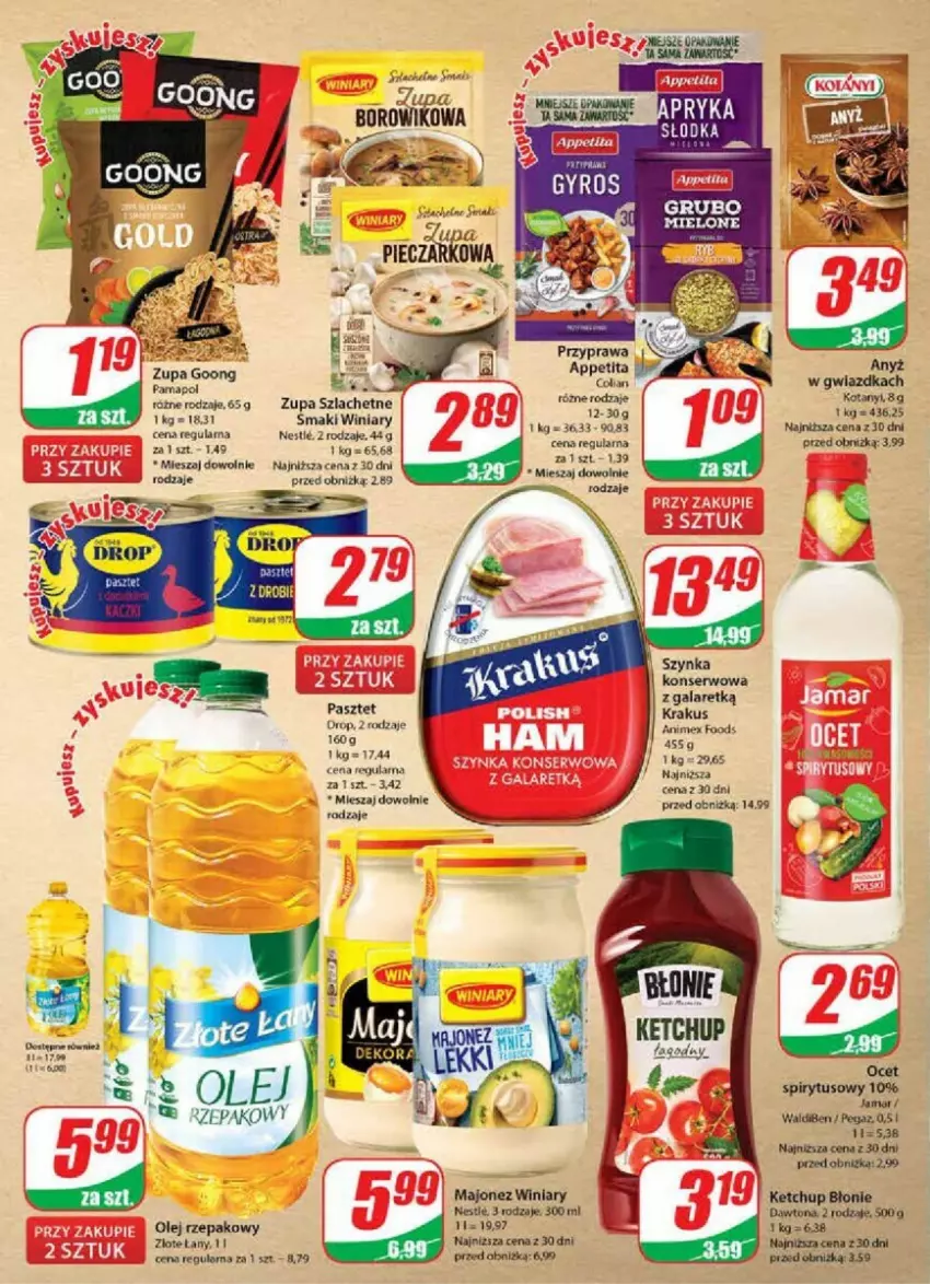 Gazetka promocyjna Dino - ważna 15.11 do 21.11.2023 - strona 23 - produkty: Dawtona, Gala, Ketchup, Krakus, Ocet, Olej, Olej rzepakowy, Pasztet, Piec, Ser, Szynka, Szynka konserwowa, Wiko, Winiary, Zupa